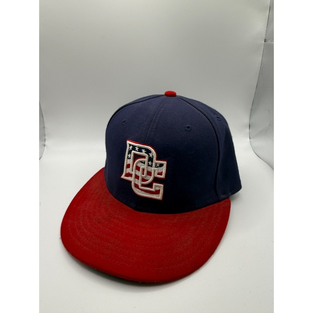 New Era 59Fifty Washington Nationals Baseball Cap Mens 7 Blue Red Fitted Hat